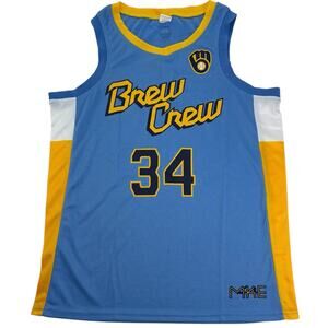 Giannis Antetokounmpo Milwaukee Brewers Men's Medium Jersey Brew Crew Bucks ESPN